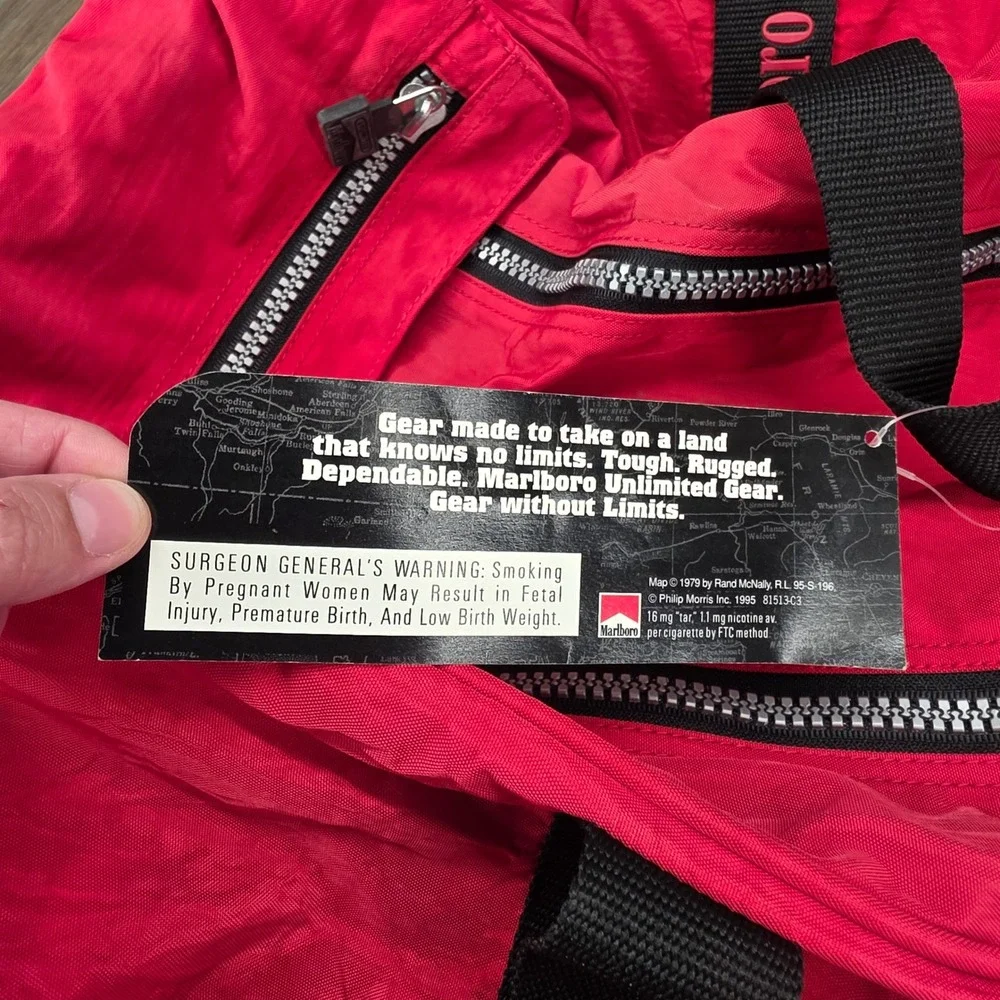 Marlboro Unlimited Gear Red Black Rolling‎ Duffle Bag Vintage 90s Travel Luggage